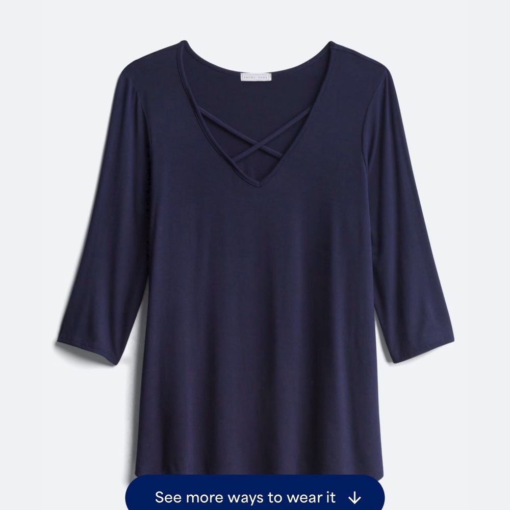 Emory Park Deep Blue Crisscross V-Neck Long Sleeve Top